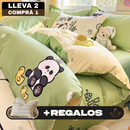 [Llevá 2 Pagá 1] Juego de Cama Completo Luna Estampado en Algodón y Poliéster (¡Noches Maravillosas de Relax!) +2 Fundas para Almohada