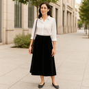 [Llevá 3 Pagá 2] Falda Midi Femenina de Chenilla y Terciopelo con Cintura Alta (¡Elegante y Minimalista!)