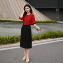 [Llevá 3 Pagá 2] Falda Midi Recta Francini de Cintura Alta en Crepé Sastrero (¡Estilo clásico y elegante!)