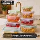 [Pagás 4, Te Llevás 8] Set de Recipientes Herméticos de Vidrio Templado